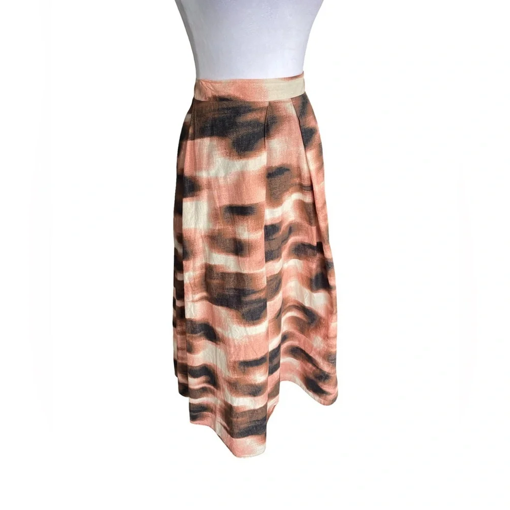 DKNY Abstract Print A-Line Cotton Maxi Skirt Womens Size XL